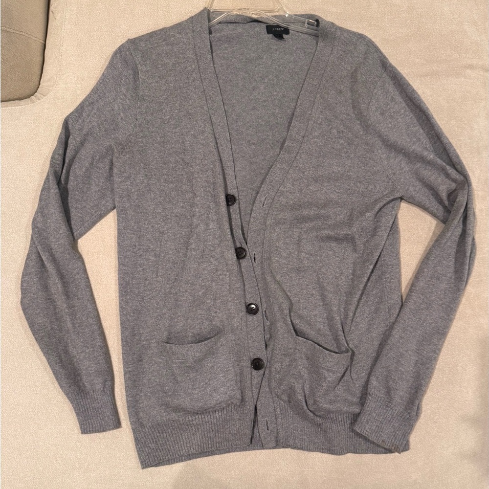 J. Crew Men's Heather Gray Cardigan Sweater